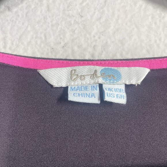 Boden 6 Eliza Ponte Sheath Dress Purple Windowpane Cotton V Neck Long Sleeves - Picture 9 of 11